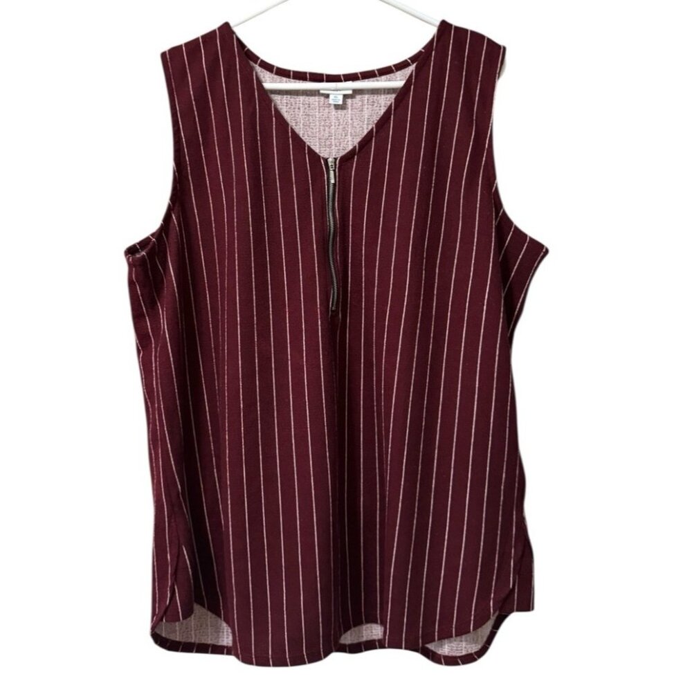 LuLaRoe Sleeveless Women Shirt Size XL Burgundy Stripe Tunic Vacation Summer
